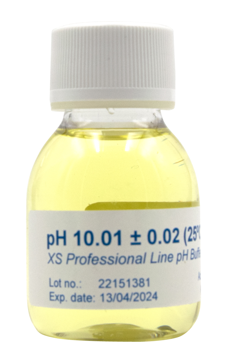 XS Professional pH 10.01 (±0.02pH @25°C) - 4x 60ml pH buffer solution with DAkkS certificate